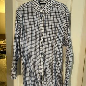 Charles Tyrwhitt Navy and White Grid Shirt
